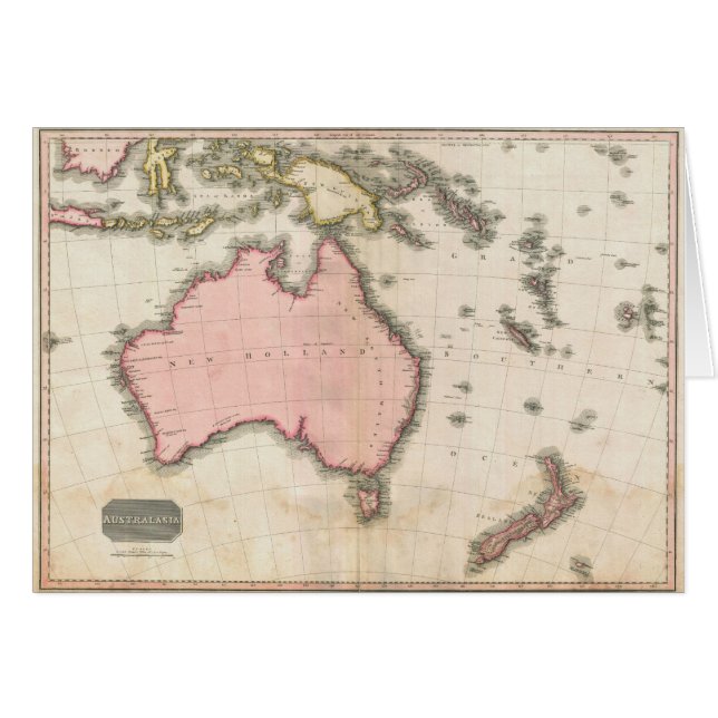 Australien & det södra västra Stillahavs- Hälsningskort (Framsidan Horizontal)