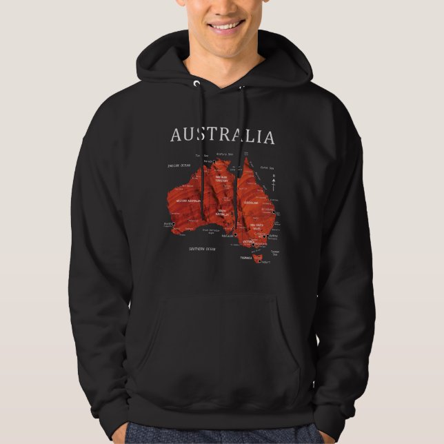 AUSTRALIEN DETAIERAD KARTA HOODIE (Framsida)