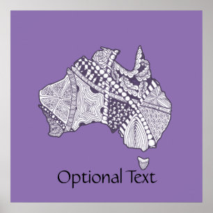 Australien Doodle Karta Art Souvenir Poster
