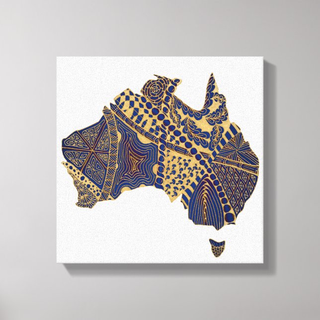 Australien Doodle Tan Red Blue Canvastryck (Framsida)