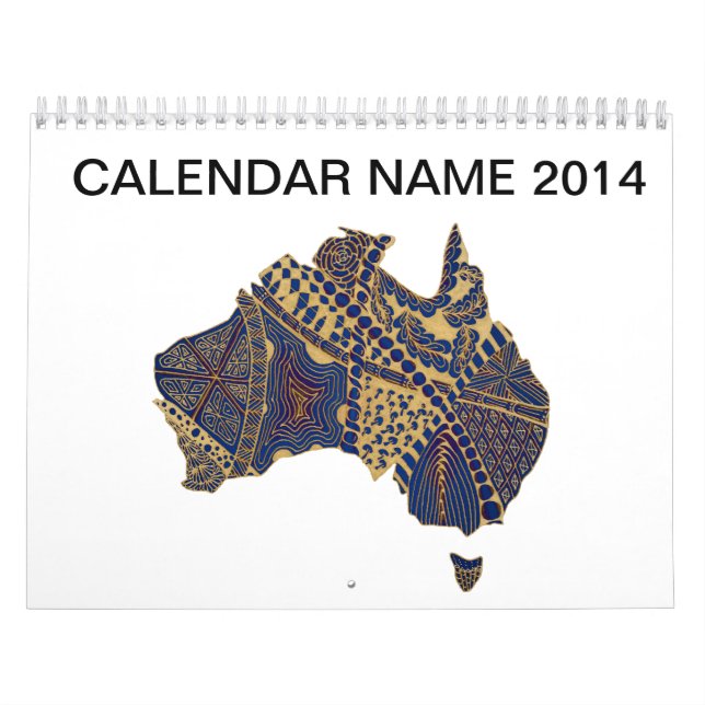 Australien Doodle Tan Red Blue Kalender (Omslag)