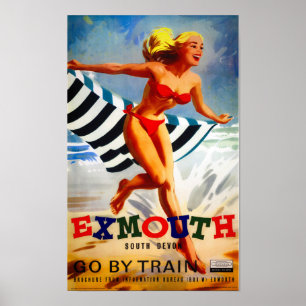 Australien Exmouth södra Devon vintage affisch