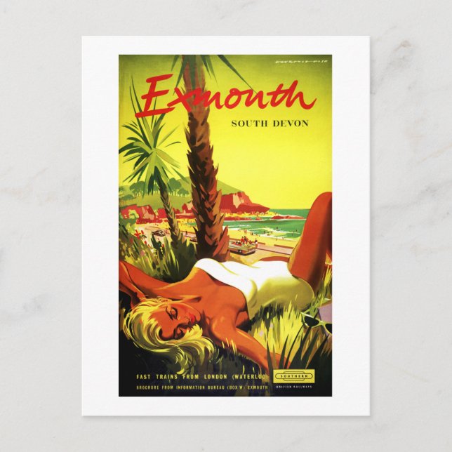 Australien Exmouth South Devon Vintage affisch Vykort (Framsida)