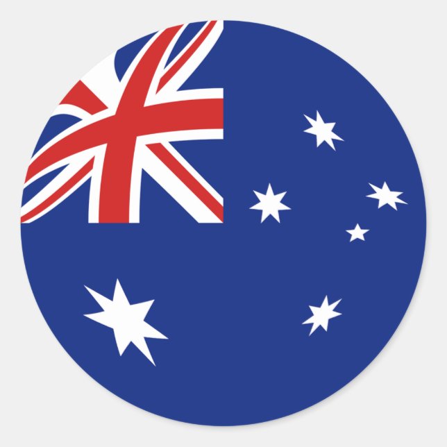 Australien Fisheye Flagga Sticker Runt Klistermärke (Framsida)
