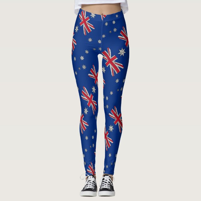 Australien Flagga Art Decorative Doodle Leggings (Framsida)