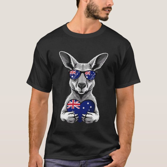 Australien Flagga Australiensisk Känguru 2 T Shirt (Framsida)