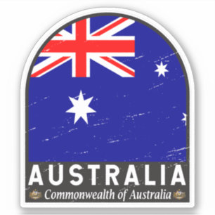 Australien Flagga Emblem Distress Vintage Klistermärken