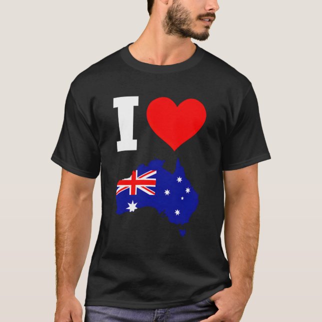 Australien Flagga för Australien I Kärlek Australi T Shirt (Framsida)
