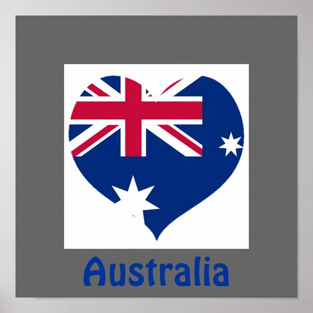 Australien Flagga Heart Cutout Gräns Skriv ut Poster (Framsidan)