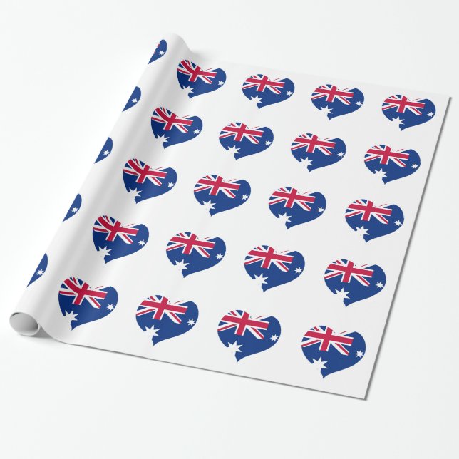 Australien Flagga Heart Cutout Wrapping Papper Presentpapper (Utrullad)