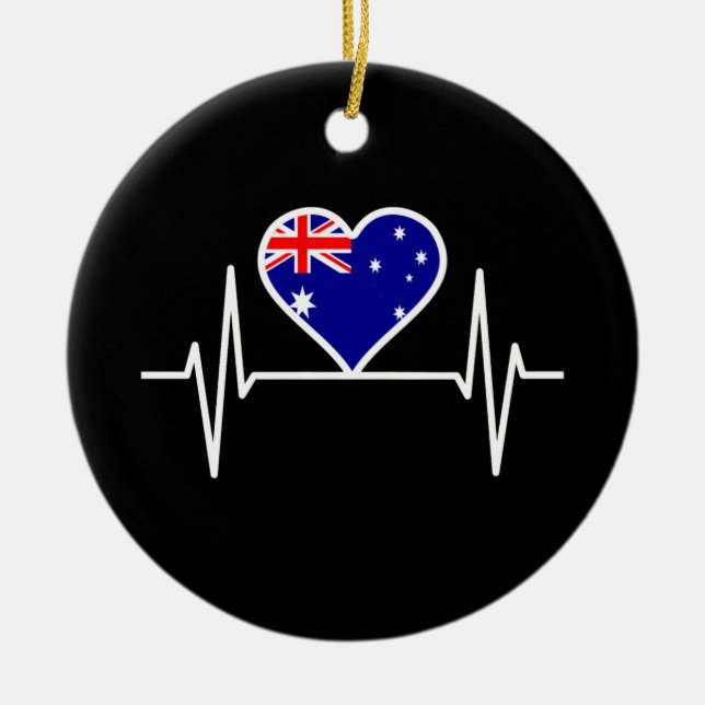 Australien Flagga Heartslag Julgransprydnad Keramik (Framsidan)