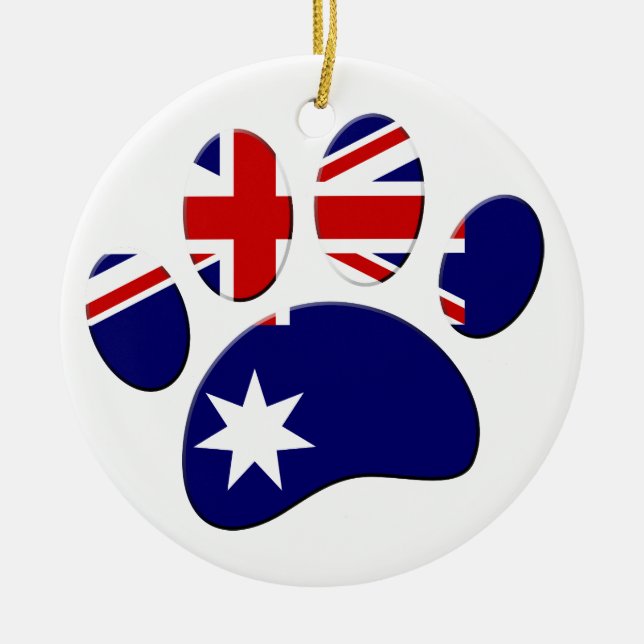Australien Flagga Hund Paw-utskrift Julgransprydnad Keramik (Framsidan)
