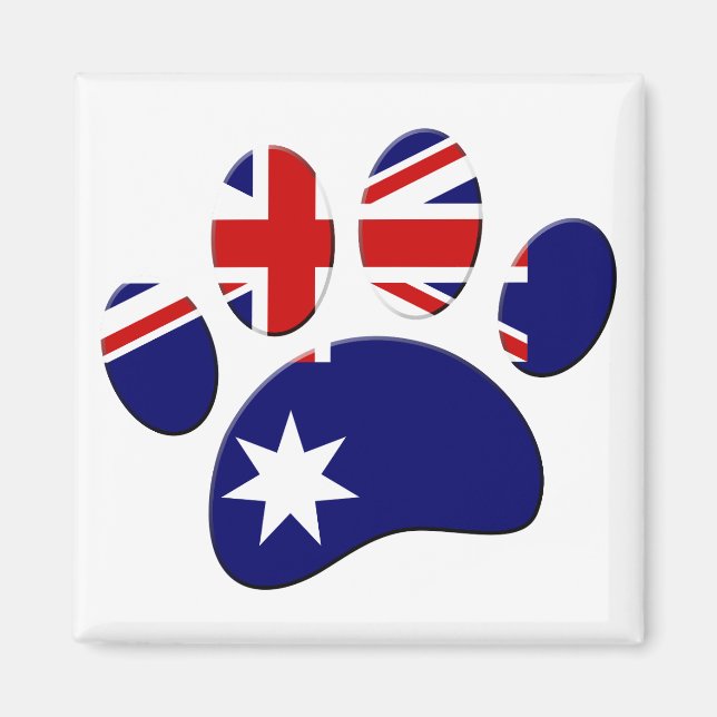 Australien Flagga Hund Paw-utskrift Magnet (Framsidan)