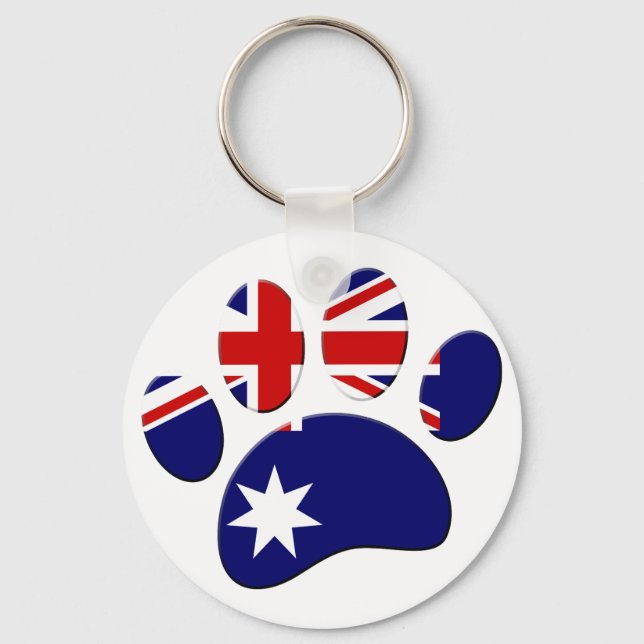 Australien Flagga Hund Paw-utskrift Nyckelring (Framsida)