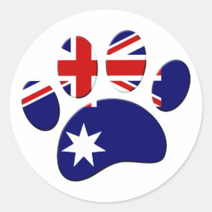 Australien Flagga Hund Paw-utskrift Runt Klistermärke