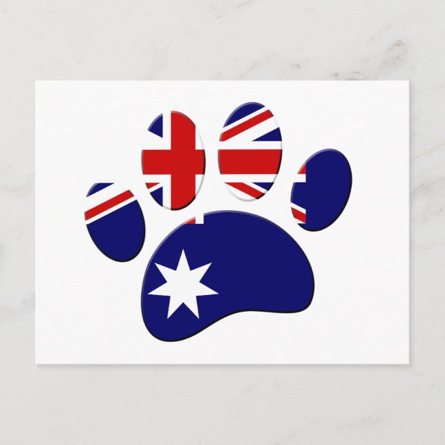 Australien Flagga Hund Paw-utskrift Vykort (Framsida)