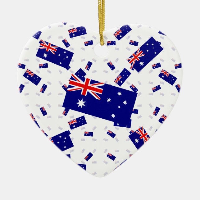 Australien Flagga i Många Lagrar Askew Julgransprydnad Keramik (Framsidan)