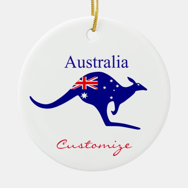 Australien Flagga Kangaroo Thunder_Cove Julgransprydnad Keramik (Framsidan)