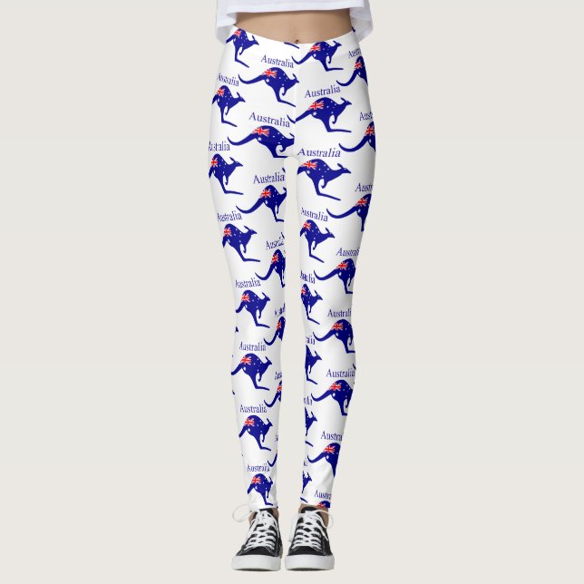 Australien Flagga Kangaroo Thunder_Cove Leggings (Framsida)