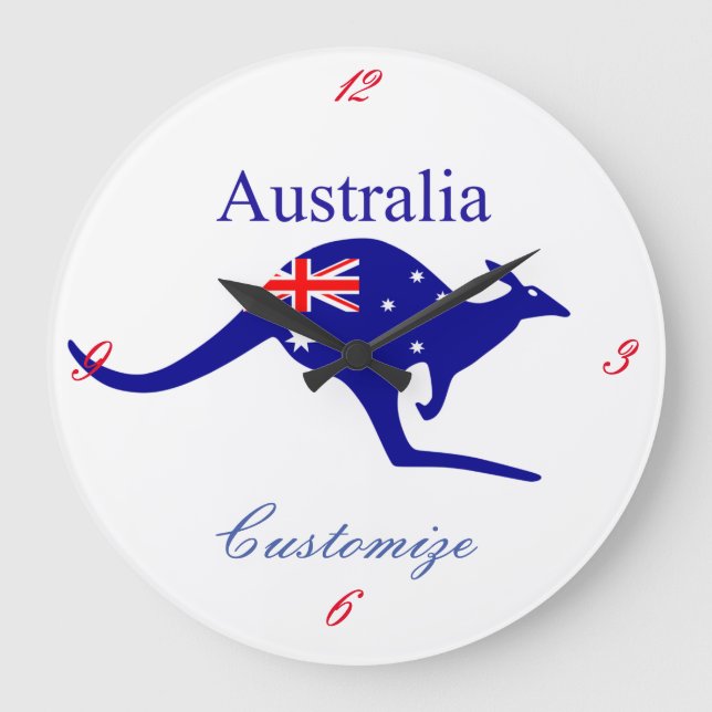 Australien Flagga Kangaroo Thunder_Cove Stor Klocka (Framsida)