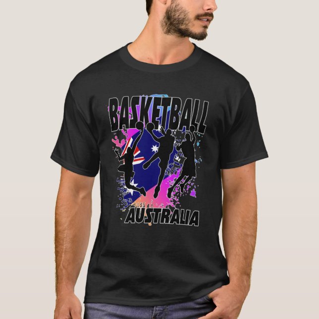 Australien Flagga Kärlek som spelar basket T Shirt (Framsida)