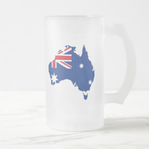 Australien flagga karta frostat ölglas