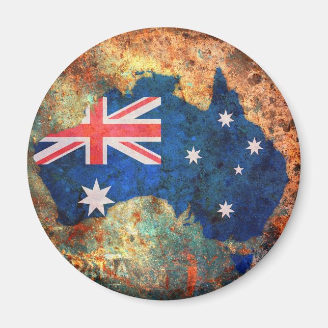 Australien Flagga Karta Magnet (Framsidan)