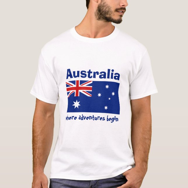 Australien flagga + Karta + TextT-tröja T-shirt (Framsida)
