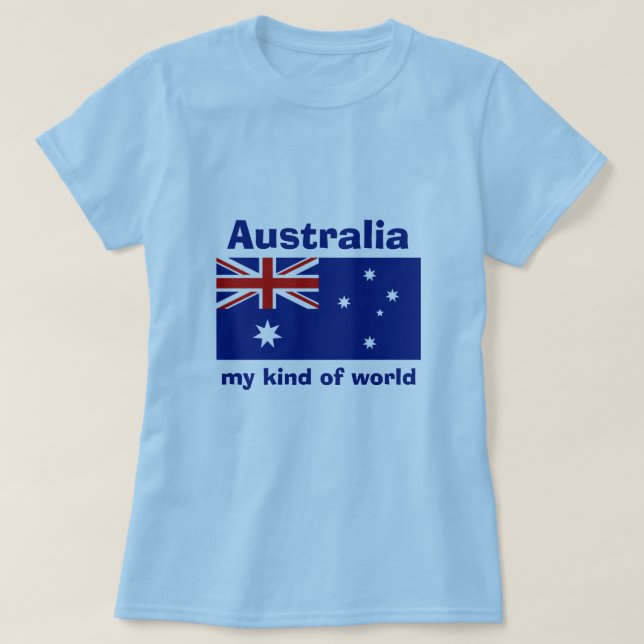 Australien flagga + Karta + TextT-tröja Tee (Design framsida)