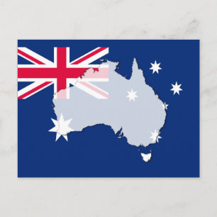 Australien flagga karta-vykort vykort