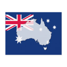 Australien flagga karta-vykort