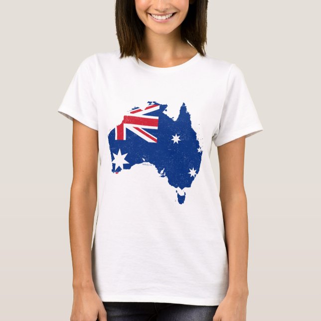 Australien Flagga Karta W T-shirt (Framsida)
