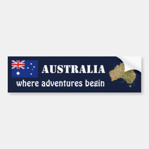 Australien flagga + Kartabildekal Bildekal