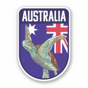 Australien Flagga med Sea Turtle - Australien Trav Klistermärken