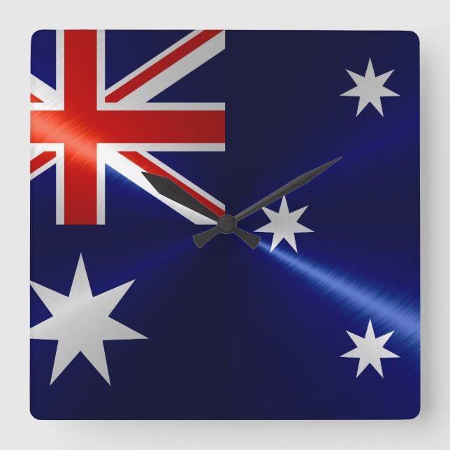 Australien Flagga Metallic Metall Fyrkantig Klocka (Framsida)