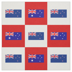 Australien flagga, nyazeeländsk flagga på rött  tyg