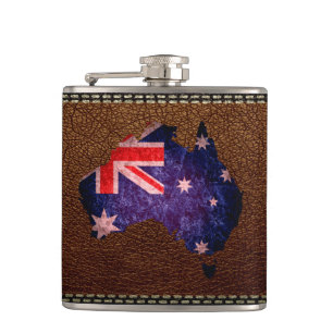 Australien Flagga och Karta #2 Fickplunta