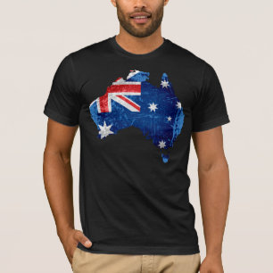 Australien Flagga och Karta #2 T Shirt