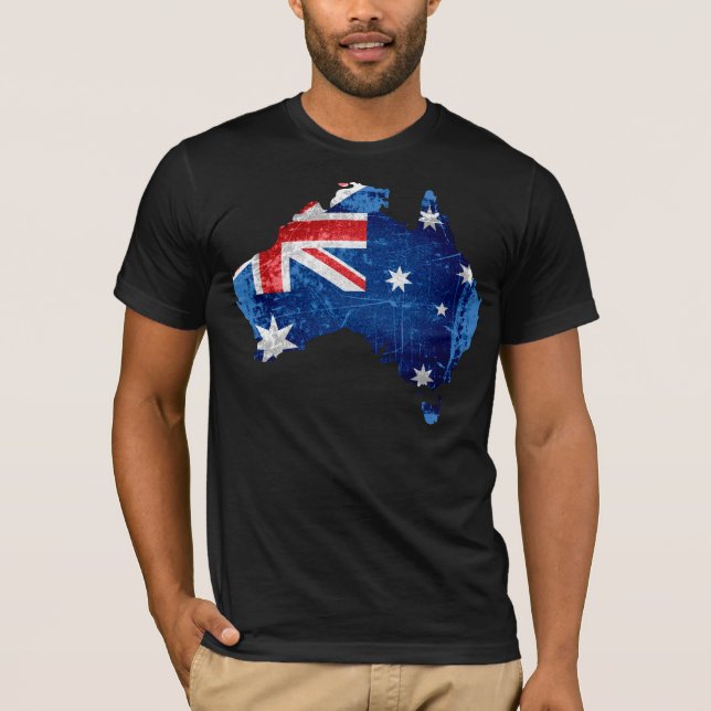 Australien Flagga och Karta #2 T Shirt (Framsida)