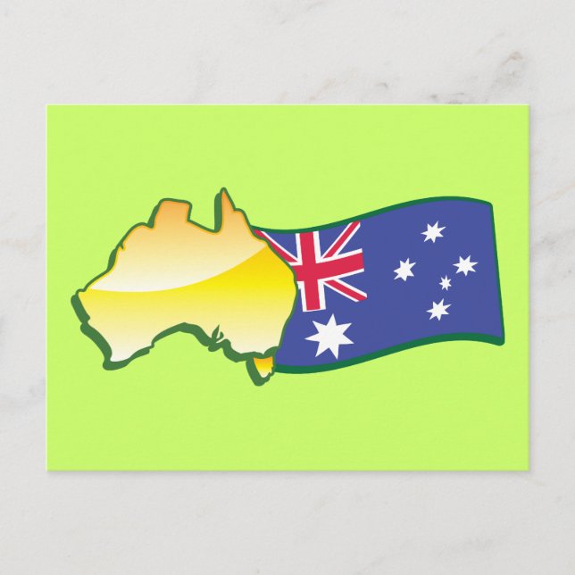 Australien flagga och karta aussie vykort (Framsida)