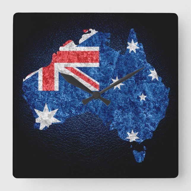 Australien flagga och karta fyrkantig klocka (Framsida)