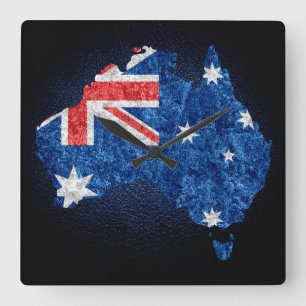 Australien flagga och karta fyrkantig klocka