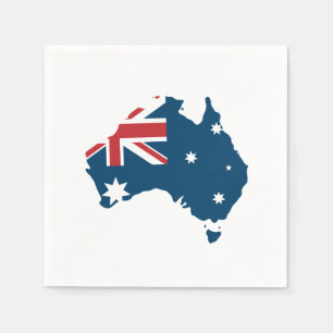 Australien flagga och karta pappersservett