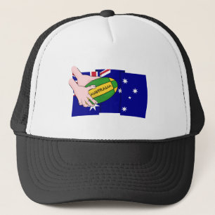 Australien Flagga Rugby Boll Tecknad Händer Keps