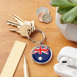 Australien flagga rund silverfärgad nyckelring
