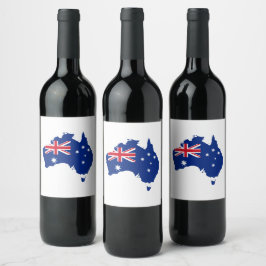 Australien flagga vinflaska etikett