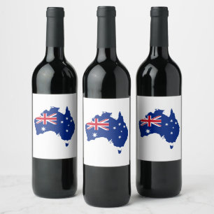 Australien flagga vinflaska etikett