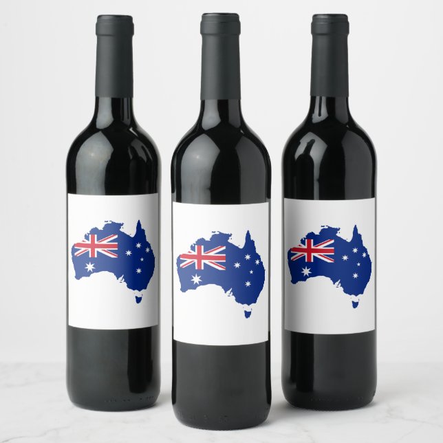 Australien flagga vinflaska etikett (Flaskor)