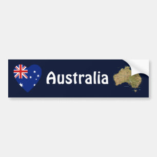 Australien flaggahjärta + Kartabildekal Bildekal