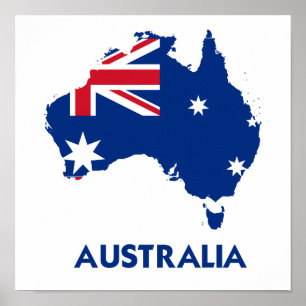 AUSTRALIEN FLAGGAKARTA POSTER